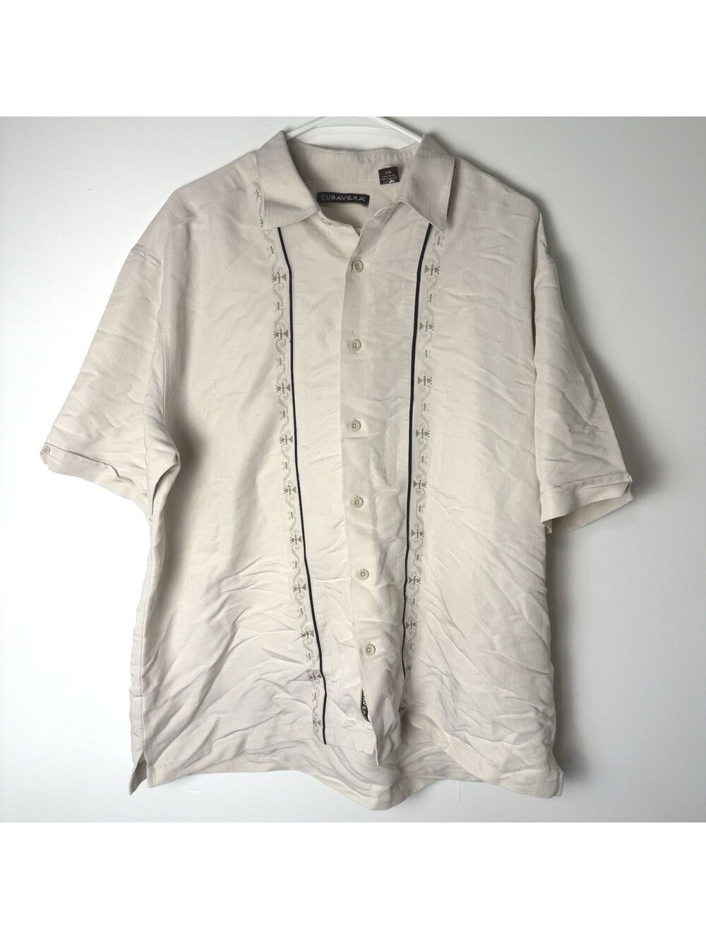 Cubavera Button Down Shirt Mens SZ XL Tropical Palm Hawaiian Short Sleeve